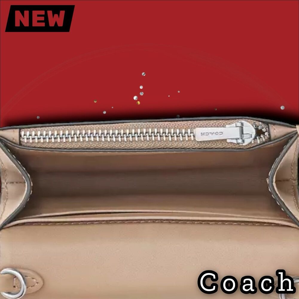 🔴NWT Coach Mini Envelope Wallet with Strap – Silver/Stone - Picture 3 of 7